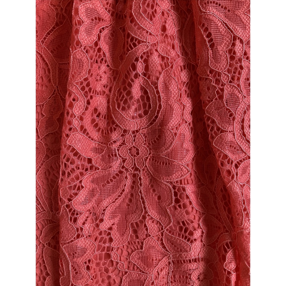 Eva Mendes Strapless Summer Dress Fit and Flare Coral Pink Floral Lace Size 4 - Picture 7 of 11